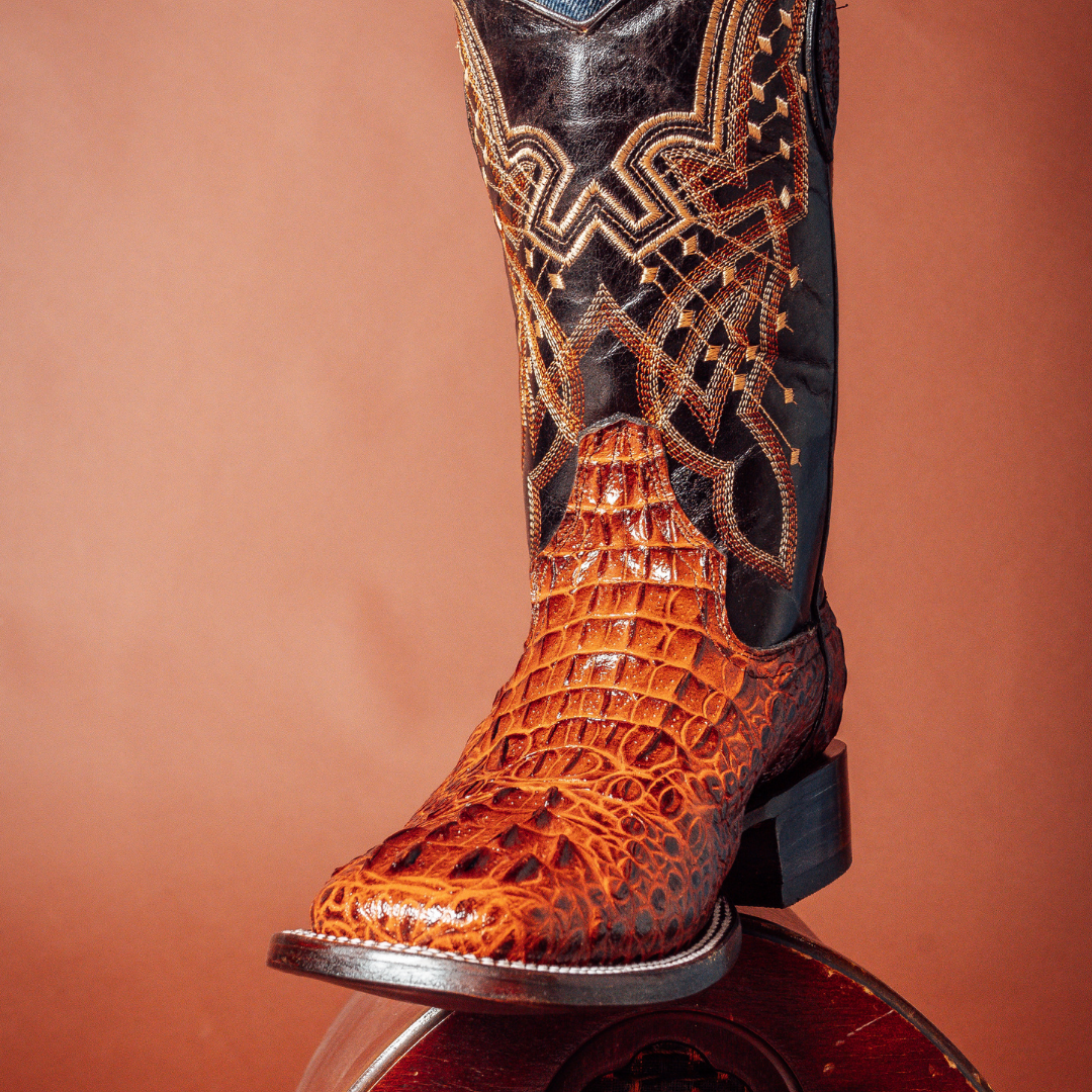 Bota Exótica Nuca de Cocodrilo Ámbar