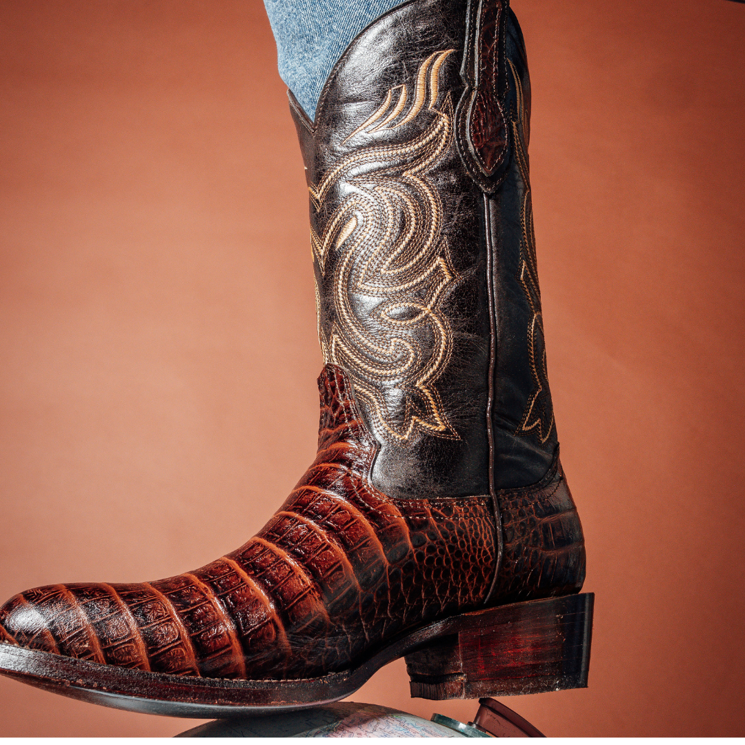 Bota Exótica Panza de Cocodrilo Cafè