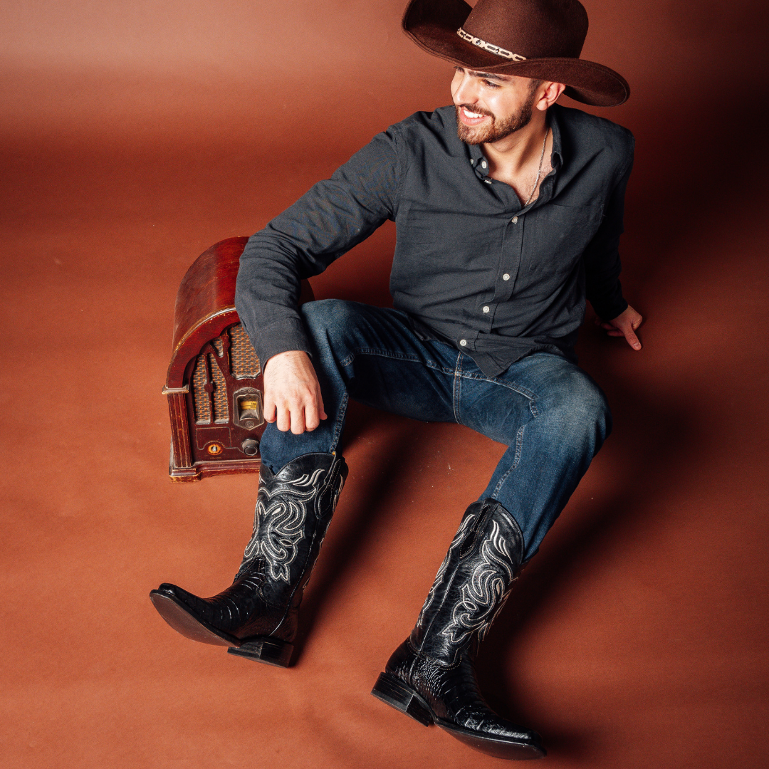 Bota Exótica Panza de Cocodrilo Negro