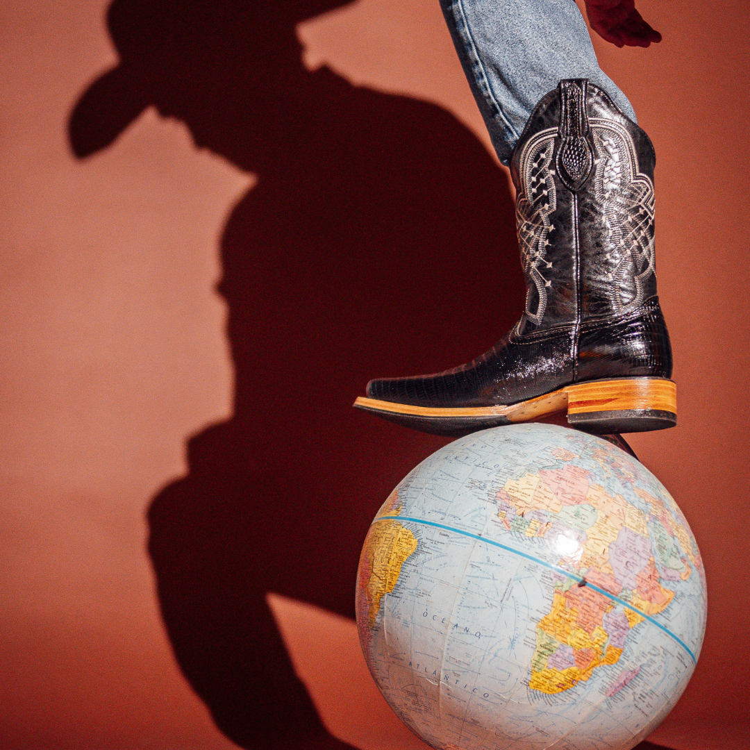 Bota Exótica Piel de Armadillo Negro